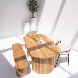 Mesa de Comedor Vandana Aureo Terra de Madera de Mango con Diseño Contemporáneo Hecho a Mano - Product Image 6