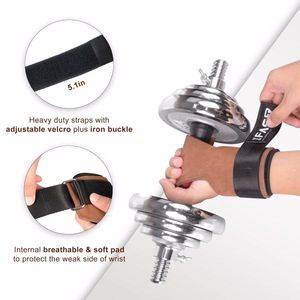 Men and Women's Non-Slip Cowhide Padded Workout <b>Gloves</b> Weight Lifting <b>Grips</b> <b>with</b> Wrist Straps for Deadlift Fitness <b>Gloves</b> - Product Image 3