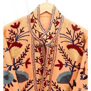 Chaqueta de Algodón para Mujer, Multicolor, Tejida a Mano, Bordada con Diseño Floral Suzani, Cuello en V, Transpirable, de Secado Rápido y Ecológica - Product Image 6