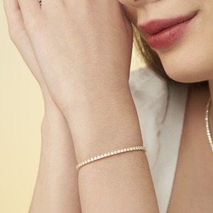 2.4CT Round Brilliant Lab Grown Diamond Tennis <b>Bracelet</b> 9K Yellow Gold Wholesale Custom Fine Jewelry Manufacturer - Product Image 2