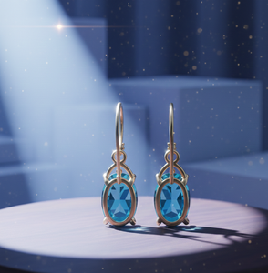 Boucles d'oreilles pendantes de mariée élégantes ovales vertes Hydro & CZ – Argent sterling 925 plaqué or 18 carats, accessoire de soirée - Product Image 2