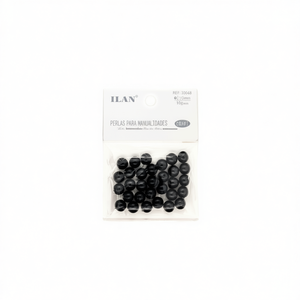 Perles artisanales Ilan 10mm noires pour travaux manuels 15g - Product Image 1