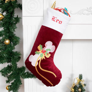 Christmas Stockings Plaid Red With Snowflake Embroidery Faux <b>Fur</b> <b>Trim</b> Soft Cotton Decorative Holiday Hanging Sock - Product Image 2