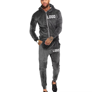 Ensemble de survêtement en velours surdimensionné personnalisé pour homme, 2 pièces, veste zippée intégrale et pantalon, tenue de jogging en velours, ensemble de survêtement - Product Image 2