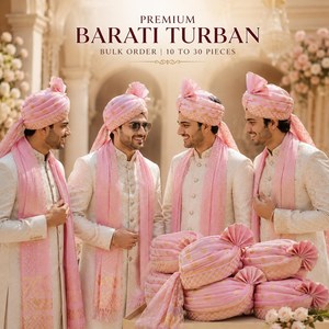 Turbante Barati Rosa al por Mayor, Safa Pagdi para Invitados de Boda, Accesorio Tradicional Indio para Novios con Acabado de Tela Elegante - Product Image 5