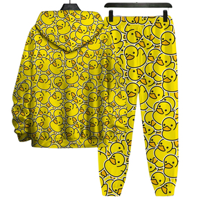 Ensemble deux pièces : pantalon décontracté léger imprimé à jambes larges pour l'automne et l'hiver et veste sweat-shirt à demi-zip à manches longues - Product Image 5