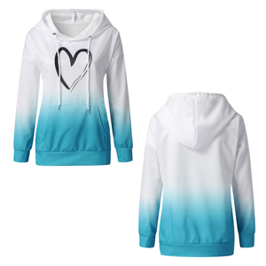 Sudadera con capucha de color degradado para mujer, manga larga, tejida, de poliéster, transpirable, para primavera - Product Image 3