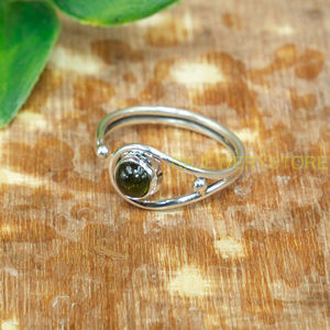 แหวนเงินแท้ 925 ปรับขนาดได้ ประดับด้วยพลอยควอตซ์สโมคกี้ธรรมชาติ |   แหวนวงเปิดทำมือสำหรับผู้หญิง - Product Image 6