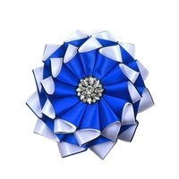 Pin Bros Bunga Kristal Rhinestone 5.5 Inci Biru Putih untuk Hari Jadi