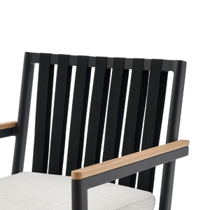 Silla de Comedor de Diseño Moderno para Exteriores, Color Negro, con Estructura de Madera de Teca, para Decoración del Hogar y Jardín - Product Image 5