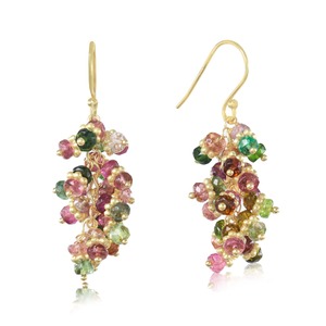 Natural Tourmaline Cluster Drop <b>Earrings</b> 925 Silver <b>Gold</b> Plated Handmade <b>Dangle</b> <b>Earrings</b> for Wedding Party Trendy Gift - Product Image 1