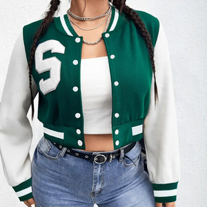 Chaquetas Varsity Cortas para Mujer, Diseño de Cuello Personalizado, Manga Larga, Talla Adulto, Ligeras - Product Image 3