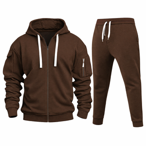 Ensemble de survêtement en molleton respirant en coton épais de luxe avec logo personnalisé, sweat-shirt et pantalon de jogging unisexe, streetwear décontracté d'hiver, OEM ODM - Product Image 1