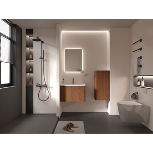 CC0414S305 Striped Walnut Floating Side <b>Cabinet</b> Wall Mounted Bathroom <b>Storage</b> for <b>Small</b> Spaces Pre Assembled - Product Image 5