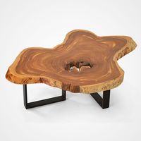 Table basse moderne en bois époxy éco-responsable et durable, bord brut, garantie 5 ans, personnalisable pour salon