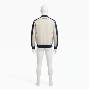 Chaqueta Bomber Color Crema y Azul Marino para Hombre, con Cierre, Estilo Casual Urbano, Chaqueta de Moda, Personalizable OEM ODM, Venta al Por Mayor - Product Image 4