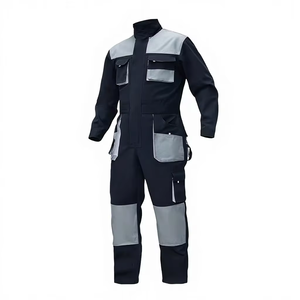 Combinaison de travail bleu marine pour homme avec empiècements gris, résistante à l'abrasion, en coton, uniforme, service OEM personnalisé, unisexe, toutes saisons, certifiée CE - Product Image 6