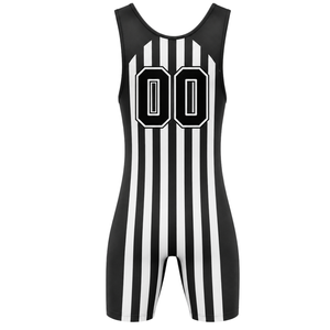 Combinaison de lutte sublimée à rayures noires et blanches pour hommes, en polyester léger, uniforme de lutte athlétique, performance sportive - Product Image 3