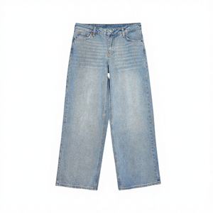 Jeans de mezclilla para mujer, de pierna recta, cintura alta, corte regular, teñidos, mezcla de algodón y poliéster, transpirables, casuales, con bordado - Product Image 1