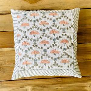 Funda de Cojín Cuadrada Decorativa de Algodón con Estampado a Mano Indio, Acolchada, 40 x 40 cm - Product Image 1
