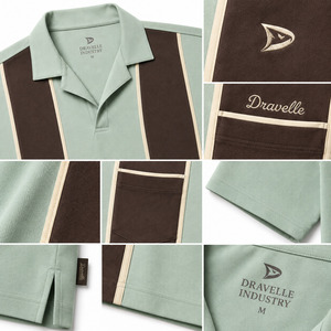 Camisa Polo Oxford de Manga Corta para Hombre, Diseño con Bloques de Color, Estilo Casual con Bolsillo y Logotipo en la Manga Izquierda - Product Image 5