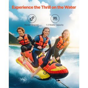Tubi gonfiabili per barche in Nylon per 1-3 piloti con capacità di 510 libbre per Hot Dog Sport acquatici con tubo imbottito per valvola di sicurezza a velocità - Product Image 2
