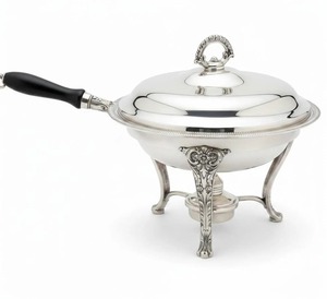 Recipiente redondo plateado premium para calentar comida con tapa y asas para banquetes tipo buffet y servicio de alimentos al mejor precio - Product Image 1