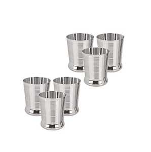 Calentadores de comida premium y cazuelas de acero inoxidable, vasos de metal, tazas para beber con diseño lineal, vasos de agua de acero tradicional. - Product Image 4