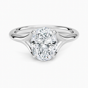 2CT Ovaler Moissanit-Verlobungsring Solitär Brautring Modernes Geteiltes Schenkeldesign - Product Image 3