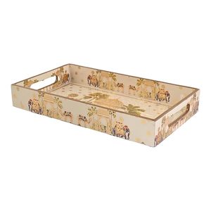 Bandeja Decorativa Rectangular Ligera de Madera Esmaltada, Grabada en Oro, Pintada a Mano, Estilo Art Deco, para Servir, Bodas, Ramadán, Mesa - Product Image 3