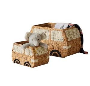 Cesta de jazmín acuático tejida a mano, bonita cesta de almacenamiento para juguetes de vehículos, contenedor decorativo rectangular para el suelo de la habitación infantil - Product Image 3