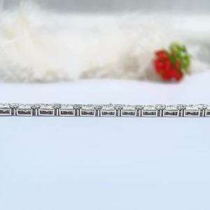 Top Demanded Luxury Trillion Cut Moissanite Diamond 925 <b>Silver</b> Rhodium Plated Tennis <b>Bracelet</b> Unisex Gift Available Wholesale - Product Image 3
