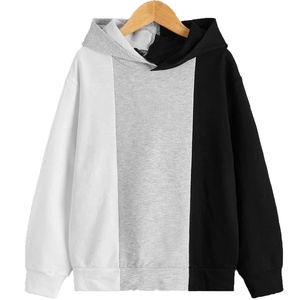Sweat-shirt polaire personnalisé éco-responsable pour homme avec capuche à épaules tombantes, design patchwork color block, logo personnalisé - Automne - Product Image 3