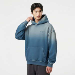 Sweat à capuche oversize pour homme effet délavé, épaules tombantes, style décontracté moderne, logo personnalisé, fabricant de marque privée, vente en gros, OEM, ODM - Product Image 6