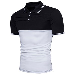 <b>Men's</b> Color Blocked Polo <b>Shirt</b> Short Sleeve <b>Slim</b> <b>Fit</b> Contrast Trim Knitted Casual White <b>Black</b> 100% Cotton Hot Sale New Custom - Product Image 3