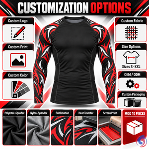 Rashguard personnalisé Onyx Tribal Force BJJ MMA pour hommes, manches longues, compression, sublimation, vêtements de combat, fabricant OEM - Product Image 5