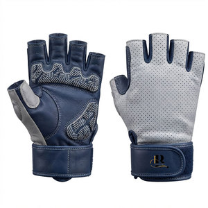 <b>Leather</b> Weightlifting Gloves with Non-Slip Palm Protection Adjustable <b>Wrist</b> <b>Strap</b> Half Finger Design for Gym Weight Training - Product Image 1