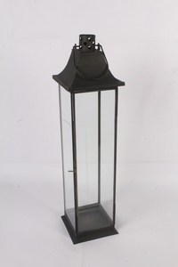 Artisan Design Iron <b>Lantern</b> With Clear Glass Panels <b>Black</b> Finish Home Decoration Metal Candle Holder Durable Design - Product Image 2