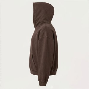 Sweat-shirt à capuche marron pour femme, personnalisé avec logo, 100 % coton tricoté, manches longues, poches, décontracté, respirant, collection automne - Product Image 4