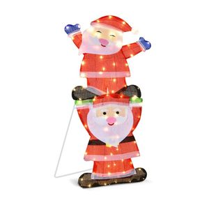 LED Double Santa <b>Inflatable</b> Yard Christmas Decoration with String Lights and Stakes Outdoor Holiday Decorations - Product Image 3