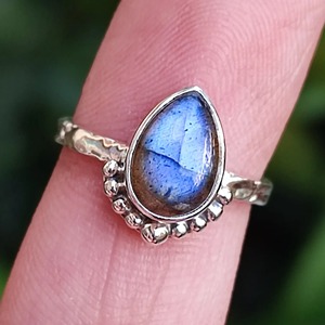 <b>Labradorite</b> <b>Ring</b> 925 Sterling Silver Handmade Boho Statement Promise <b>Ring</b> for Women Natural Pear Shape Gemstone Jewelry - Product Image 3