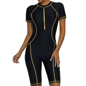 Modern Crew Neck <b>Swimdress</b> <b>with</b> <b>Shorts</b> 220 Grams Spandex Nylon Seamless One Piece Swimsuit - Product Image 3