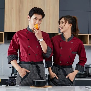 Veste de chef à manches courtes blanche 100% coton avec col rayé contrastant en tissu tricoté pour hommes et femmes, personnel de cuisine de restaurant - Product Image 6