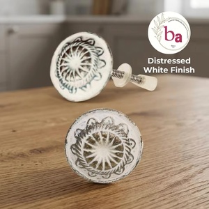 White Distress Cabinet <b>Knob</b> Industrial Distressed White Finish Cast Iron Eco-Friendly Kitchen Dresser Bedroom Furniture Handle - Product Image 1
