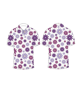 เสื้อโปโลพิมพ์ลายดอกไม้ลำลองสำหรับบุรุษแขนสั้นแฟชั่นฤดูร้อนคอปกสีม่วงลายดอกเดซี่ - Product Image 3