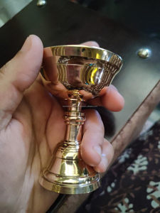 Latón puro Akhand Jyothi Pyali Stand Nanda Table Diya para Pooja & Home Temple - Product Image 5