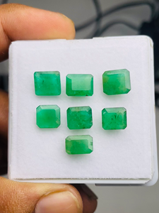 Lote de 7 Piedras Preciosas de Esmeralda Natural de Zambia, Corte Esmeralda, Certificadas por IGI, Buena Calidad, Lustre Excelente, Color Verde Perfecto para - Product Image 3