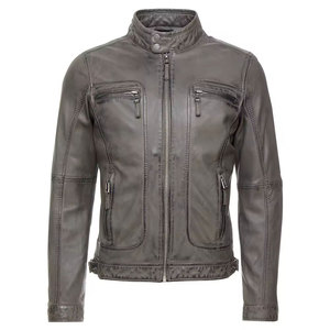 Vestes en cuir de haute qualité pour hommes, style streetwear, fermeture éclair sur le devant, logo, col montant, couleurs et tailles personnalisables - Product Image 1