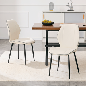 Set di 4 Sedie da Pranzo di Lusso in Ecopelle Bianca con Gambe in Metallo Nero Regolabili, Disponibili in Vari Colori - Product Image 2