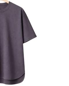 Camiseta Oversize Personalizada Morado Carbón para Hombre, con Dobladillo Curvo, Hombro Caído, Cuello Redondo, Algodón Liso, Estilo Urbano, Verano - Product Image 3